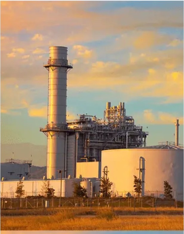 Power generation facility at sunset