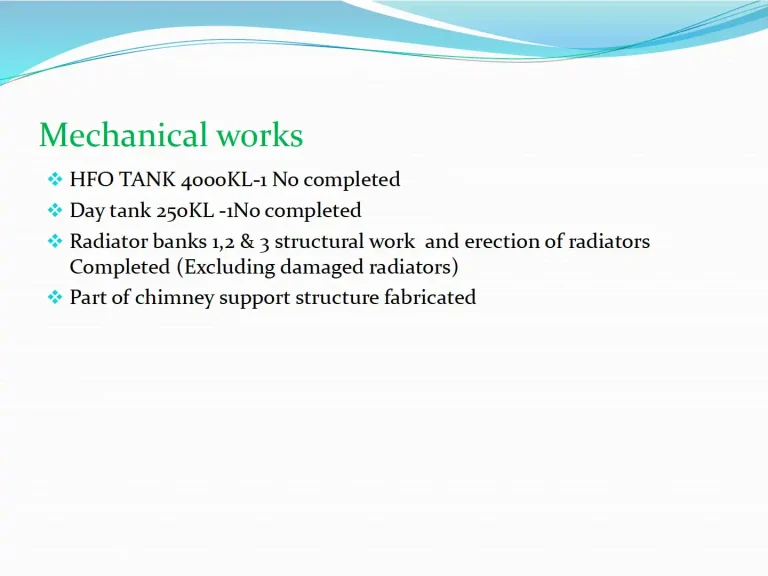 Dhaka North Power — Mechanical work status