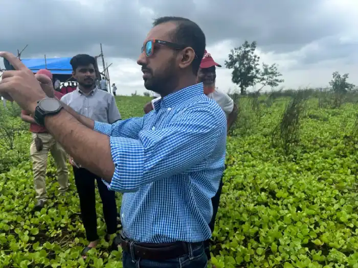 Team member documenting a green field site
