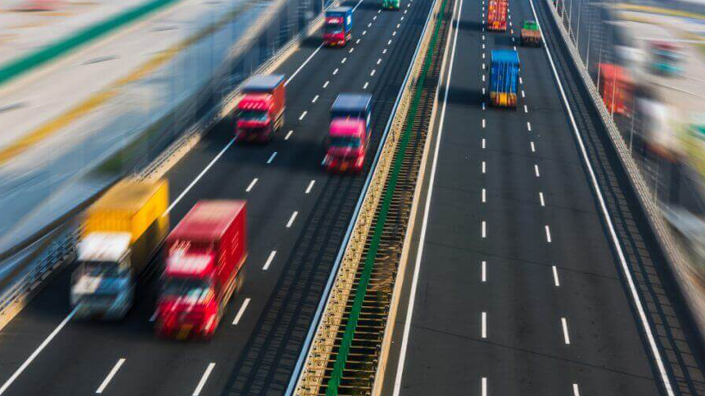 Vehicles traveling along a divided highway